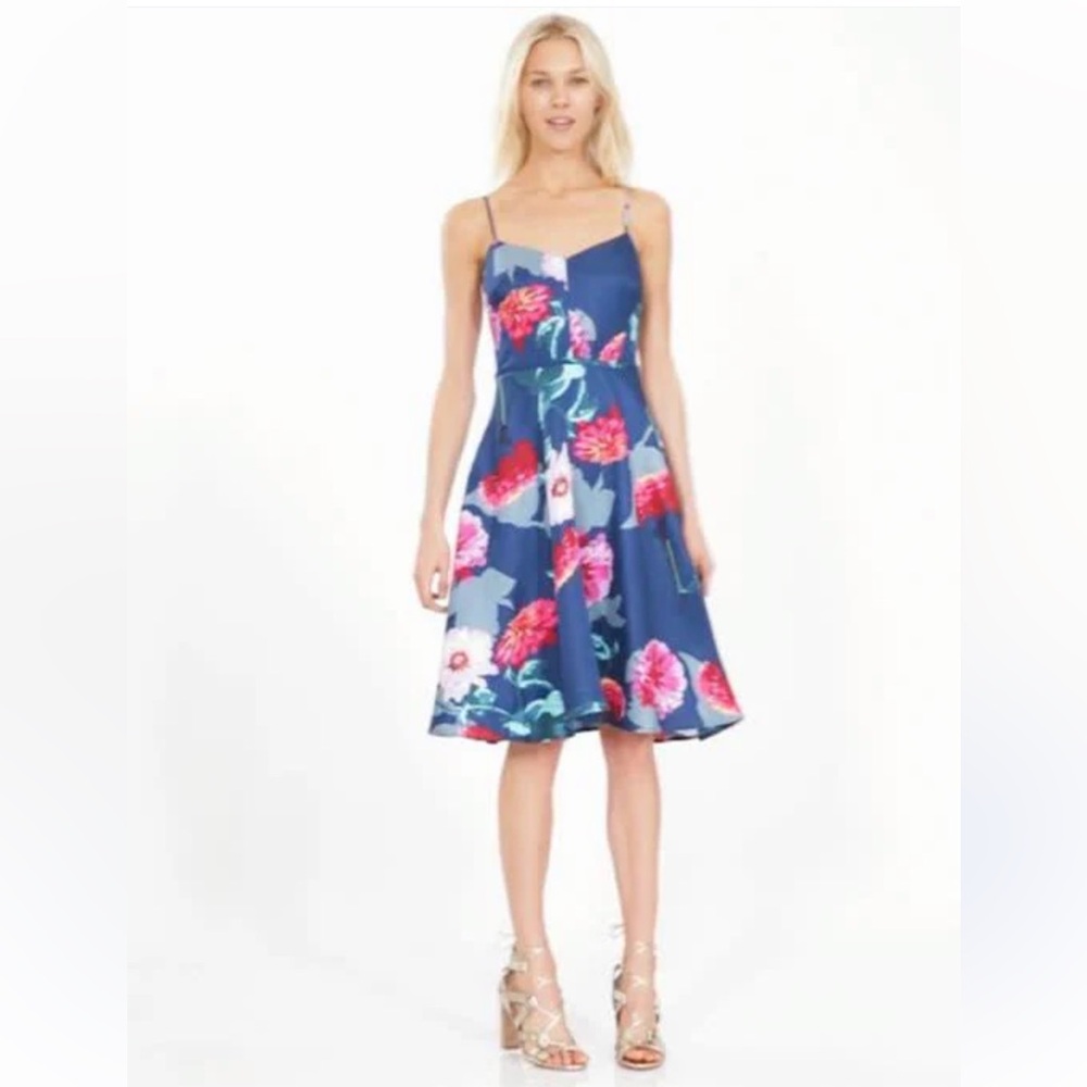Banana Republic Floral A Line Midi dress cocktail party women size 4